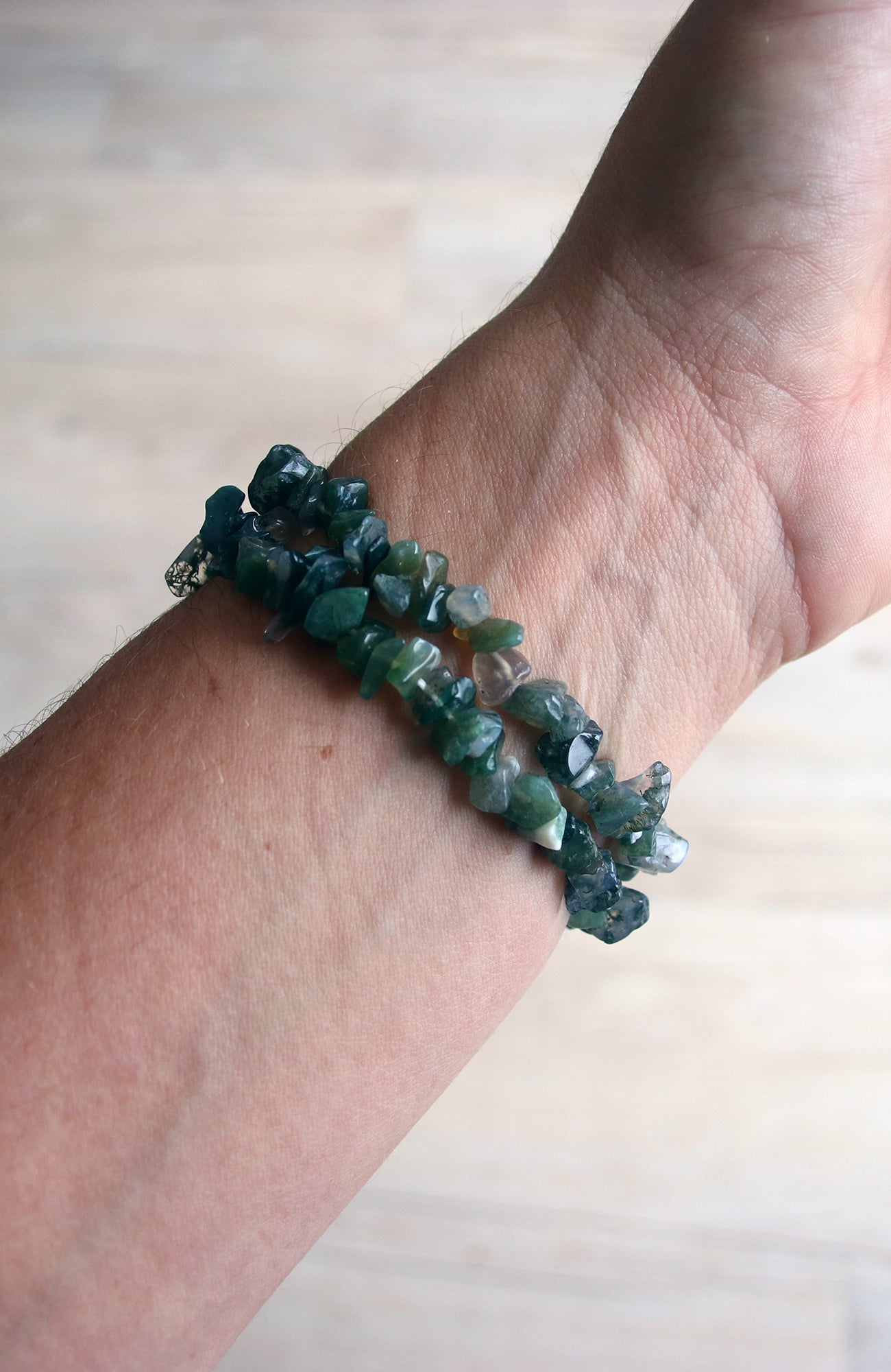 Moss Agate Chip Bracelet